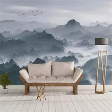 Чернила пейзаж вода величественный диван фон стены высокого качества стены ткань производители, обои Фотообои