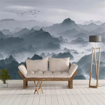

Ink landscape water majestic sofa background wall wall high-grade wall cloth manufacturers wholesale wallpaper mural photo wall