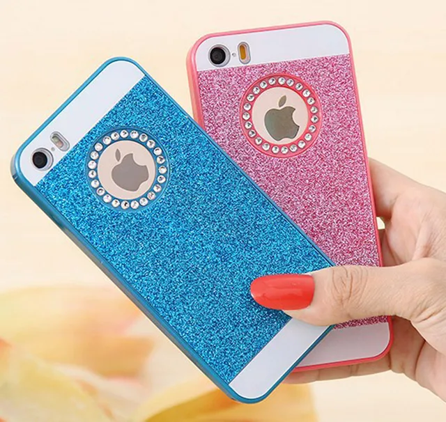 DREAMYSOW Luxury Funda Glitter Bling Diamond Back Cover For iPhone 7 6 6S Plus X 8 Plus Hard Case for iPhone 5 5S SE 4 4S Shell