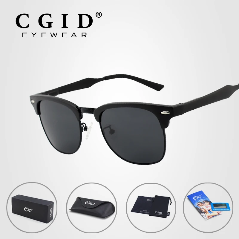 

CGID Aluminum Magnesium Alloy Sunglasses with Black Frame and Polarized UV400 Lens for Men and Women GD58