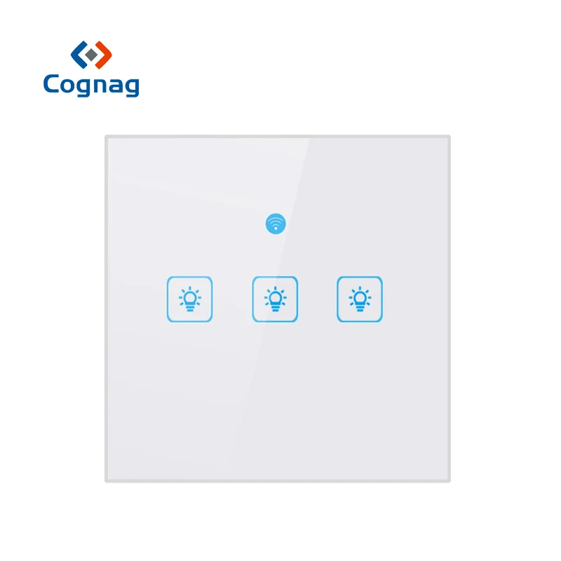

Cognag AC90-250V WiFi Smart Touch Wall Light Switch Panel 1/2/3Gang Remote Control Wall Switch Line & Neutral Wire Installation