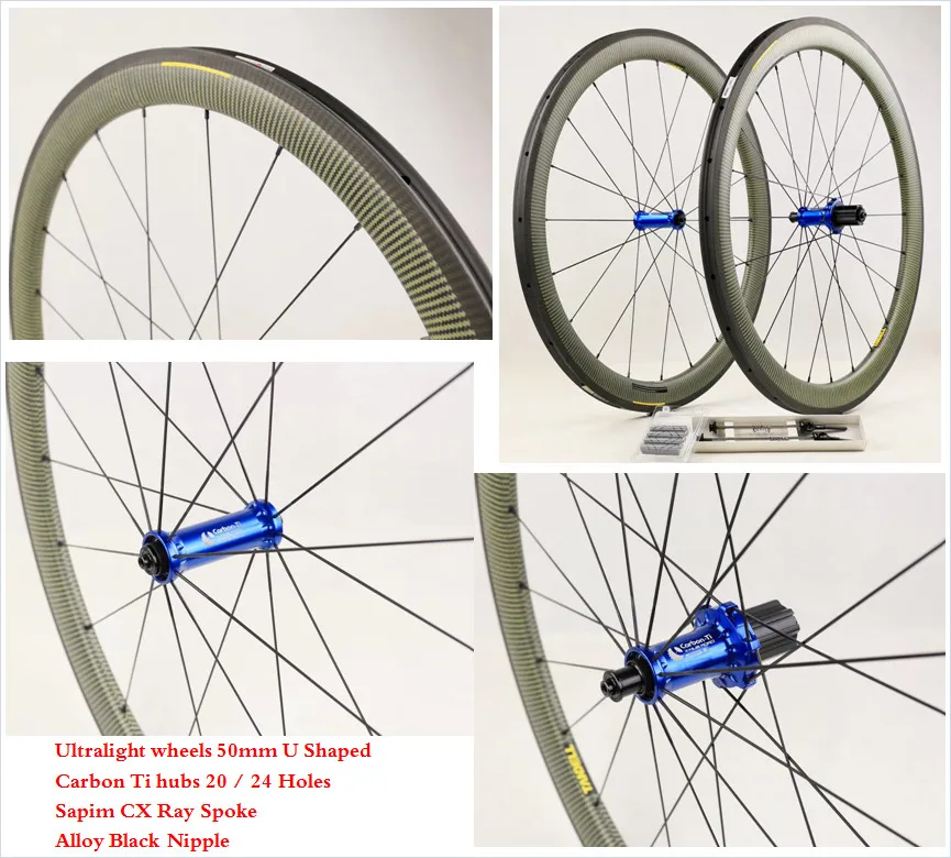 

Carbon Ti hubs Sapim CX Ray Spoke 3K Kevlar Clincher Carbon Road Wheelset Basalt Brake Light Weight 700C 50mm Bicycle Wheels