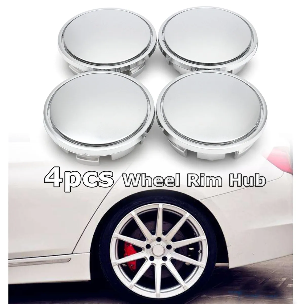 

4pcs Universal 65mm Chrome Car Wheel Center Caps Tyre Rim Hub Cap Cover