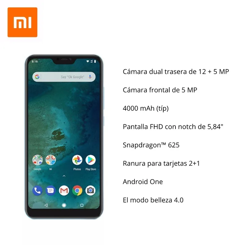 [Versión Global para España] Xiaomi Mi A2 Lite (Memoria interna de 64GB, RAM de 4GB,Cámara dual de 12 + 5 MP) Smartphone