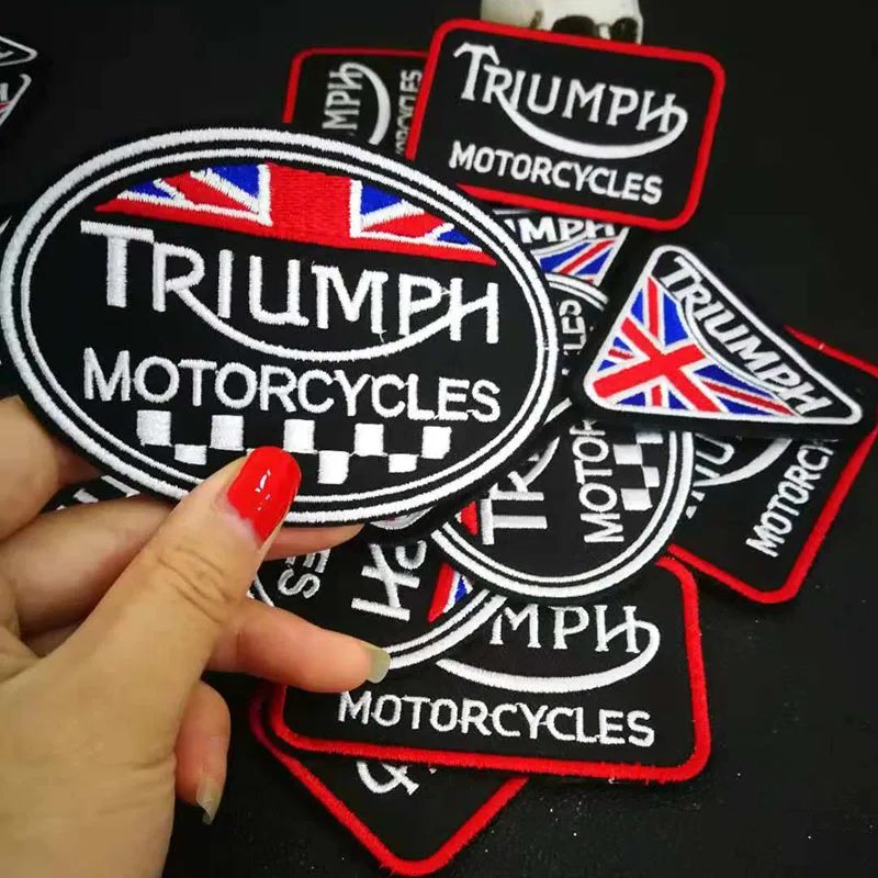 TRIUMPH мотоциклы индивидуальная бирка с железной вышивкой патч для поддержки куртки, панк мотоцикл вышивка Скелет Байкерский значок