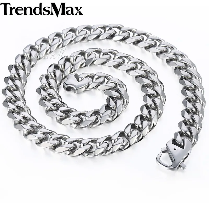Матовое полированное ожерелье Trendsmax Мужская цепь из нержавеющей стали 316L