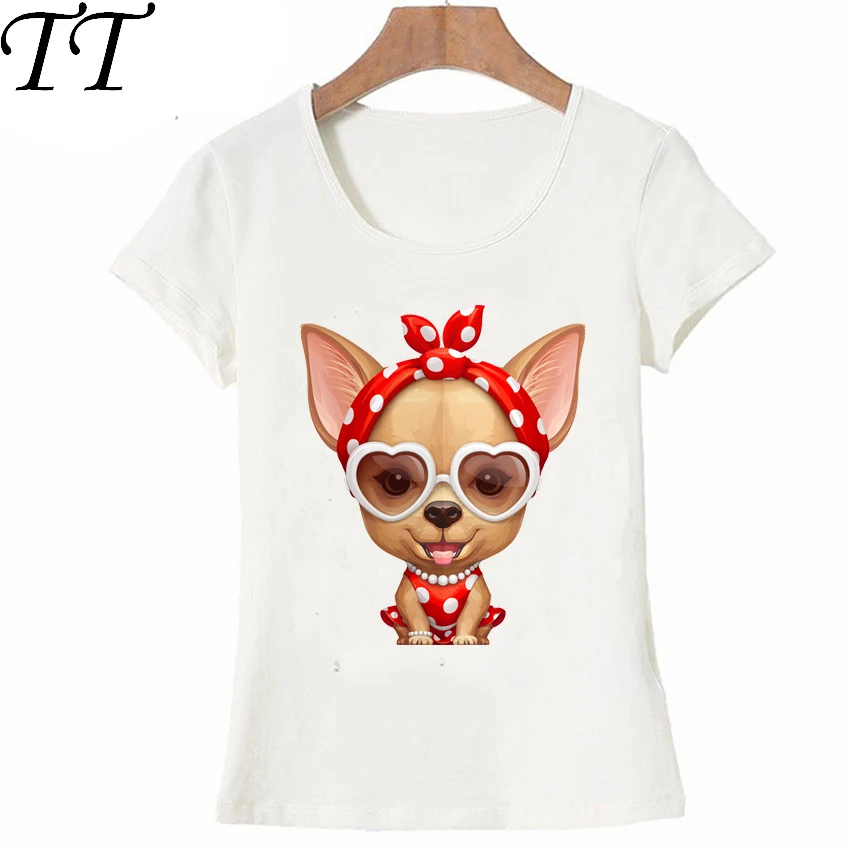 

Chihuahua Retro Beauty print T-Shirt summer cute women T-Shirt funny dog design Girl Tops fashion casual Tees ladies t shirt