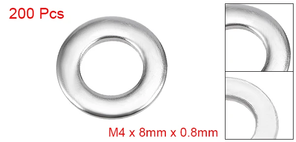 4x8x0.8mm UXCELL 200 шт. 304 Нержавеющая стальные плоские шайбы 4x8x0,8/4x9x0,8/7x4x0,8 мм для болт ваша машина мебель или другие вещи - Цвет: 4x8x0.8mm