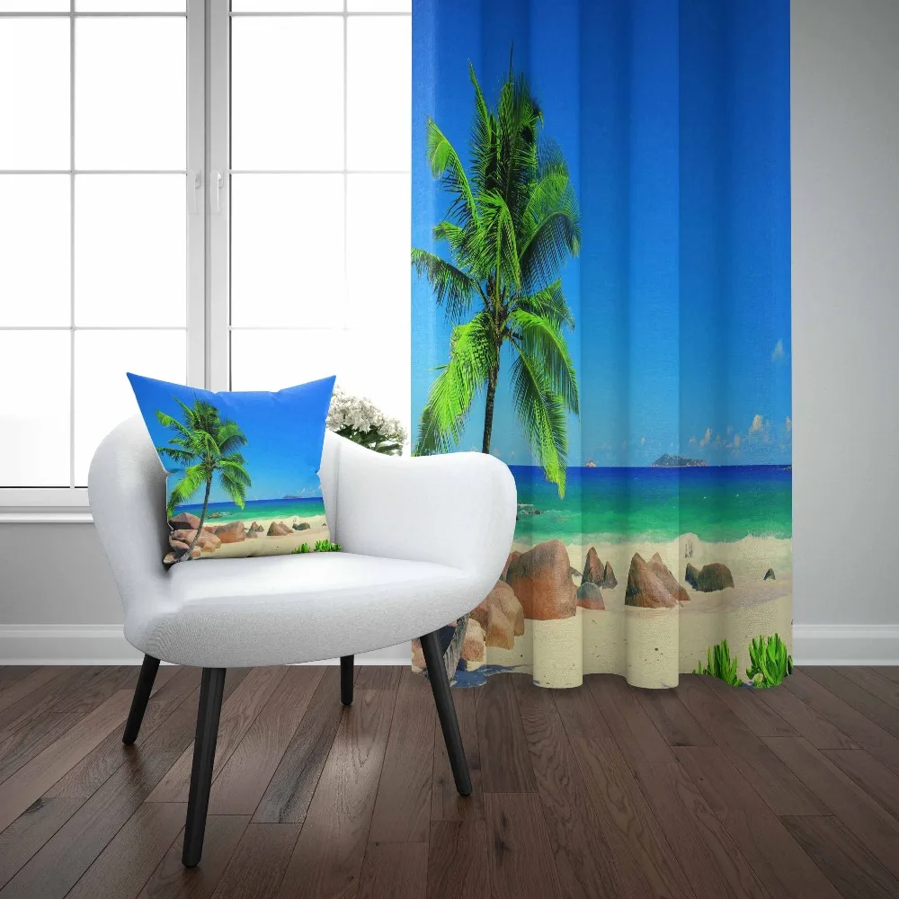 Us 38 99 Else Blue Skye Tropical Beach Sea Side Palm Trees 3d Print Living Room Bedroom 1 Panel Set Curtain Combine Gift Pillow Case In Curtains
