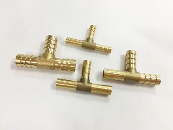 

free shipping (50pcs/lot) Copper pipe fitting 3-Way T type quick connector pagoda joint 6mm 8mm 10mm 12mm
