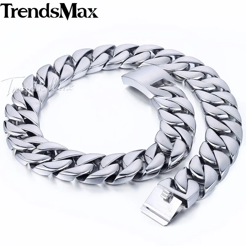 Trendsmax 31 мм супер тяжелая Снаряженная кубинская Мужская цепь для мальчиков