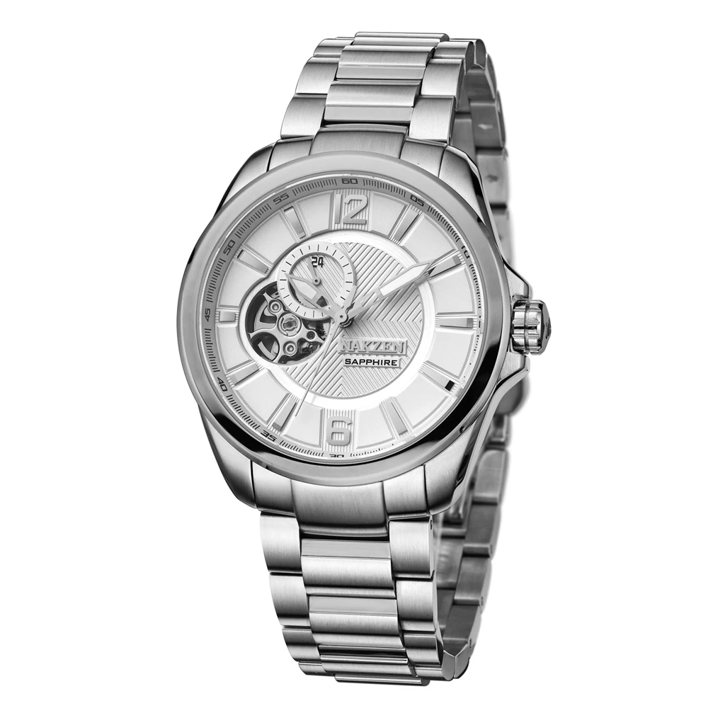 NAKZEN الرجال التلقائي اليابان NH39 حركة الميكانيكية ووتش رجالي الصلب حزام الأعمال الياقوت الكريستال الساعات Relogio Masculino NAKZEN الرجال التلقائي اليابان NH39 حركة الميكانيكية ووتش رجالي الصلب حزام الأعمال الياقوت الكريستال الساعات Relogio Masculino