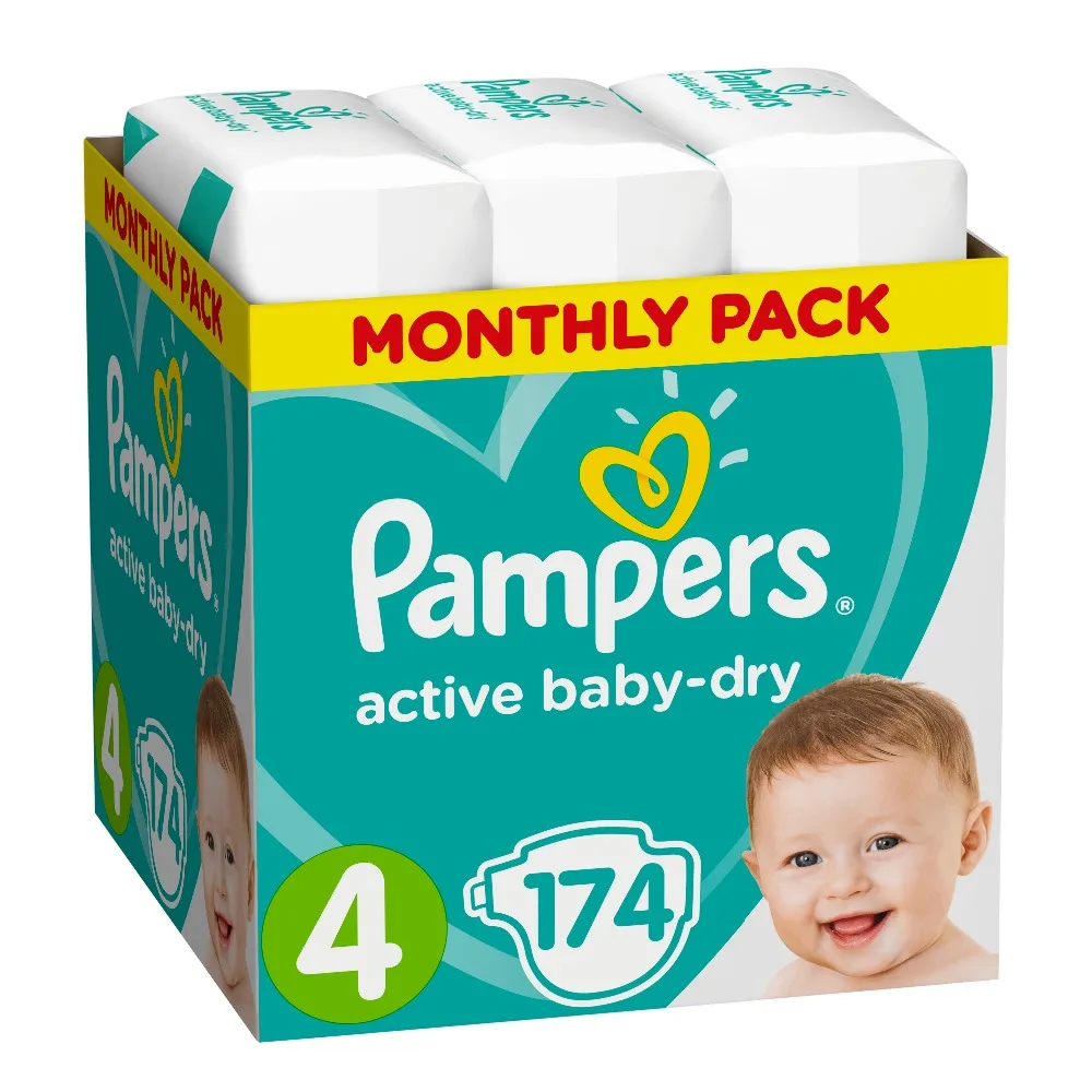 Подгузники Pampers Active Baby Dry 9 14 кг 4 размер 174 шт.|baby diapers|diapers for childrendisposable baby diapers |