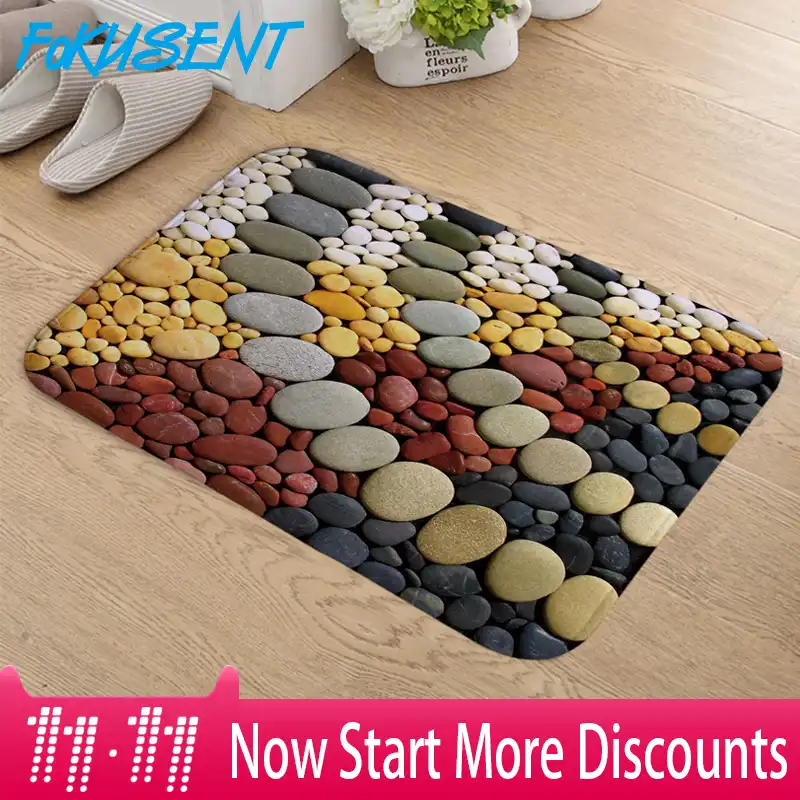 Fokusent Coloured Cobbles Welcome Indoor Doormat Floor Mat Kitchen