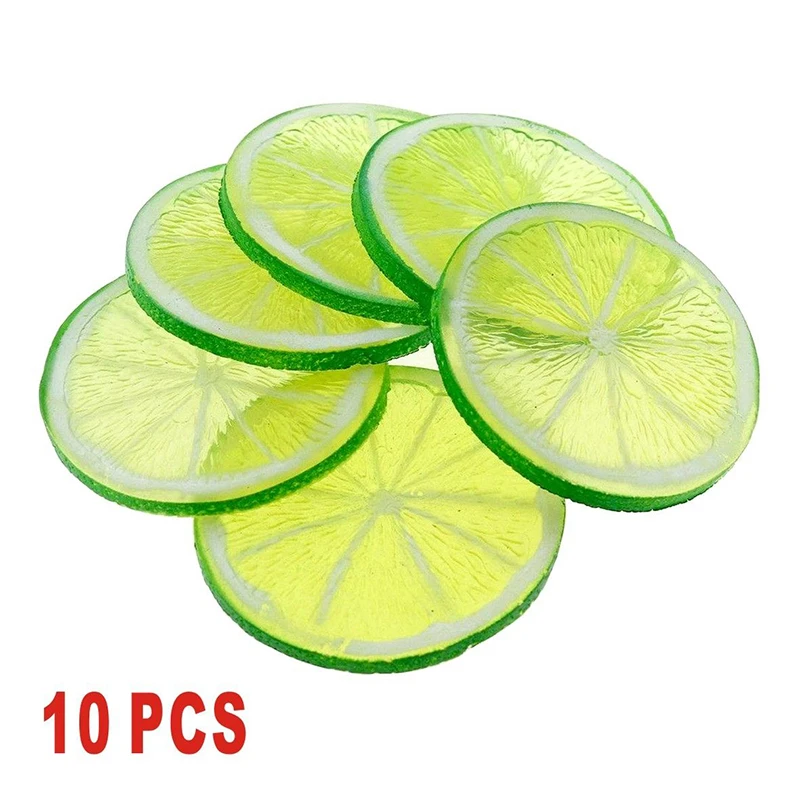

10pcs Lifelike Decorative Artificial Plastic Lemon Slice Home Decor Fake Fruit