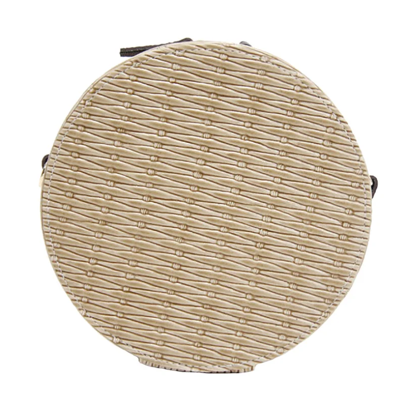 Women Round Straw Bags INS Popular Summer Female Weave Handbag Vintage Rattan Lady Shoulder Bag Travel Knit Circle Bolsa SS3162 (2)