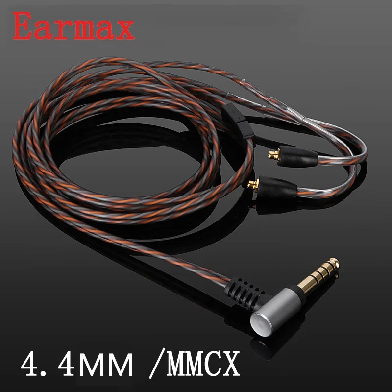 

Earmax 4.4mm HIFI Earphone Cable Single Crystal Copper Silver Plating MMCX Audio Cable Replacement For Shure SE215/535/846/UE900