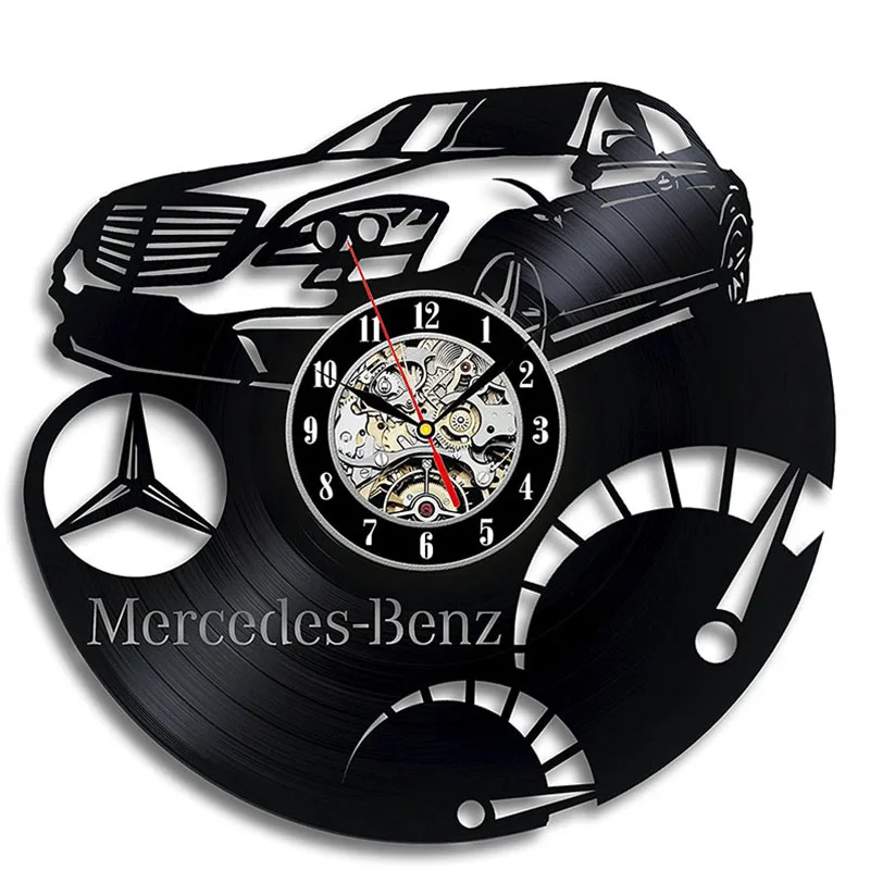 

LED Record Wall Clock - Decorate your home with Modern Art - Gift for men and women, girls and boys - Mercedes Benz Vinyl