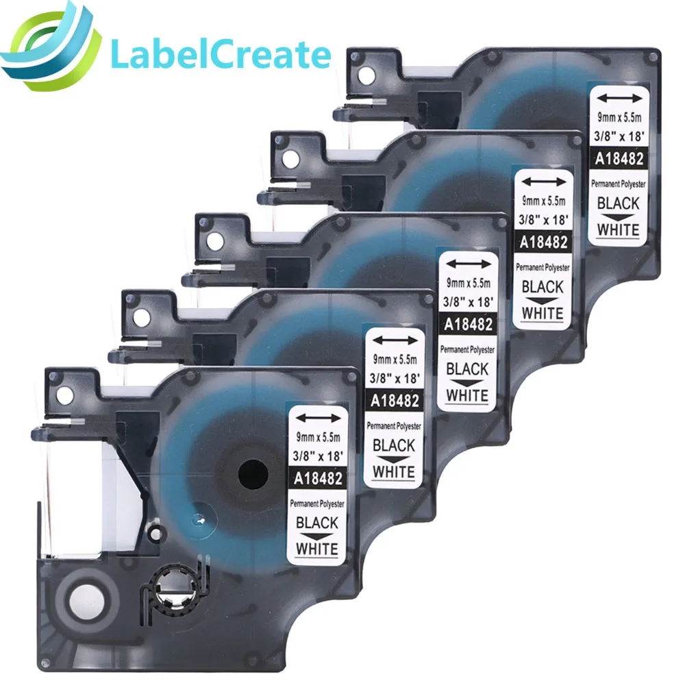 5 Pcs Compatible Dymo Rhino 18482 Permanent Polyester Labels For Dymo