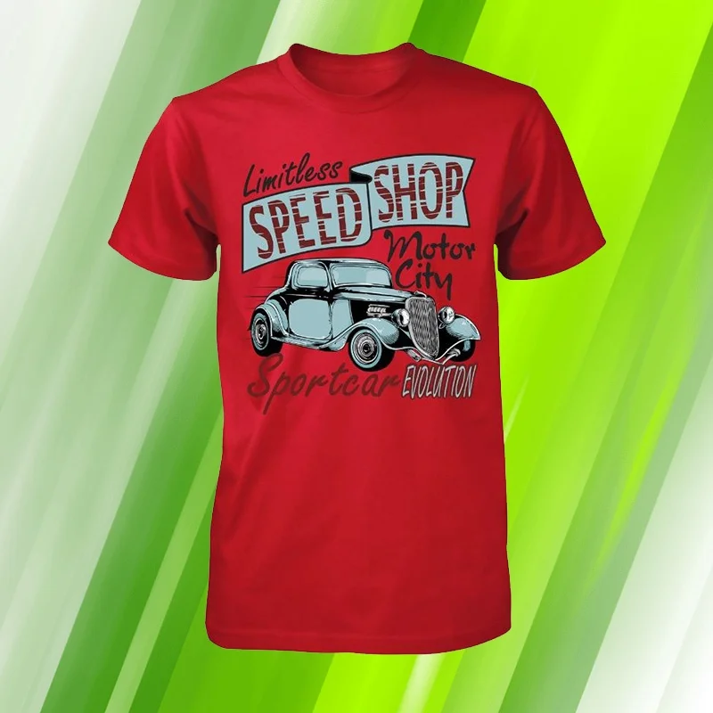 Настраиваемый Дизайн Футболки Короткие Печати Speedshop Motor City Classic Car Старинные Qualite
