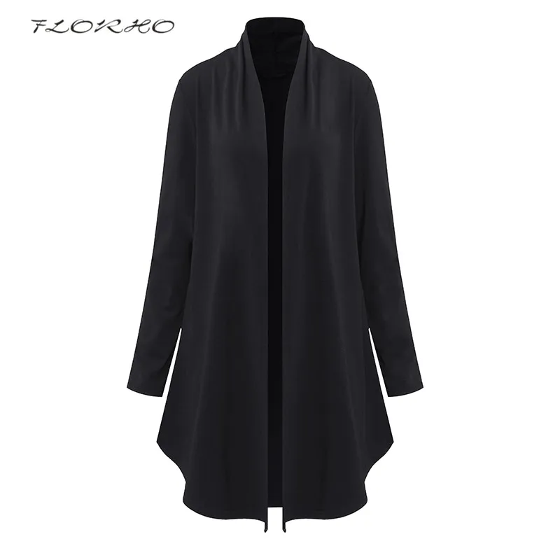 FLORHO Women Solid Design Blouses Kimono Cardigan Autumn