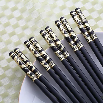 

Chopsticks Chinese Alloy Black Sushi Hashi Chop Sticks Tableware