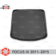 Коврик багажника для Ford Focus 3 2011-, коврик багажника, напольные коврики, Нескользящие полиуретановые грязезащитные внутренние багажники, автомобильный Стайлинг