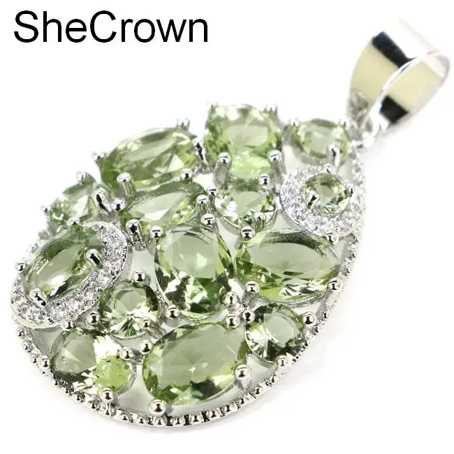 

22x15mm Romantic Oval Created Purple Spinel Natural CZ Gift For Girls Silver Pendant