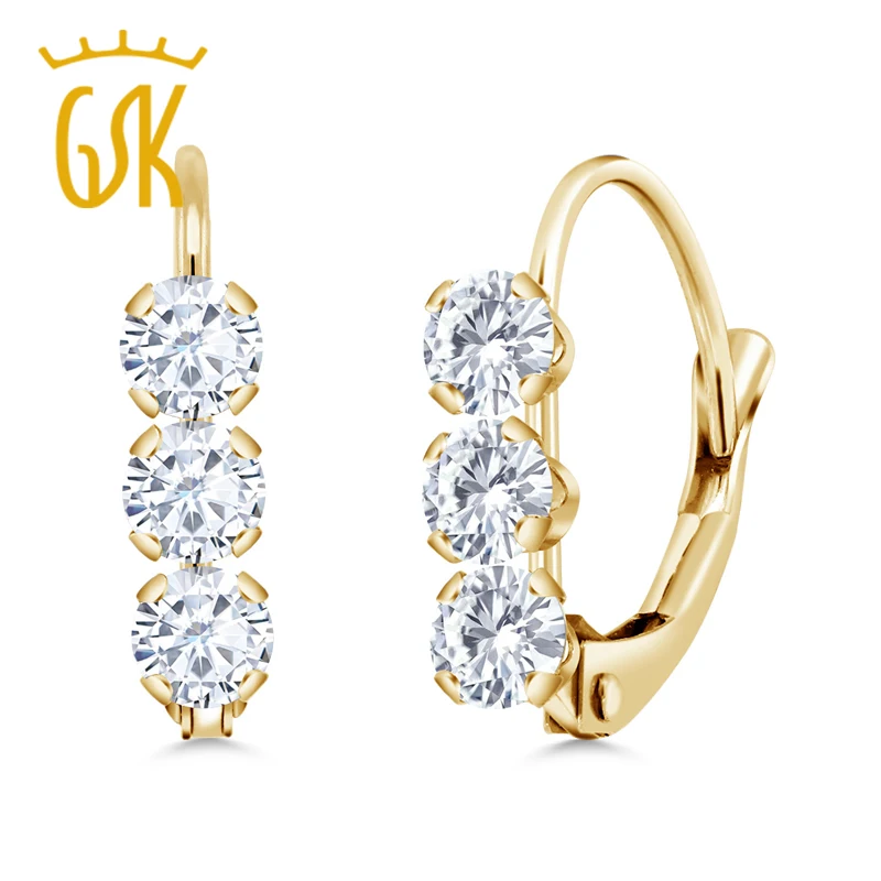 Gemstoneking 14k Yellow Gold Fine Jewelry 0 60 Ct Round White Gemstoneking 14k Yellow Gold Fine Jewelry 0 60 Ct Round White Created Moissanite Leverback Earrings For Women In From Accessories On