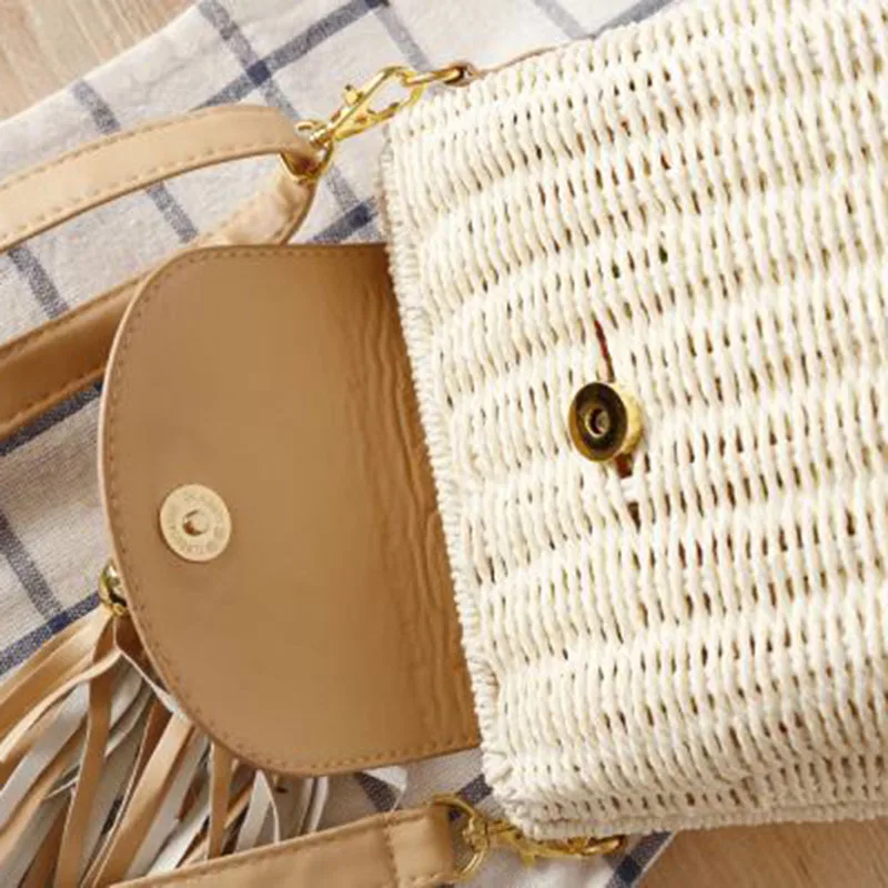 New Women Tassel Straw Bags Bohemian Female Vintage Rattan Knitted Handbag Summer Beach Lady Casual Weave Shoulder Bag SS3161 (13)