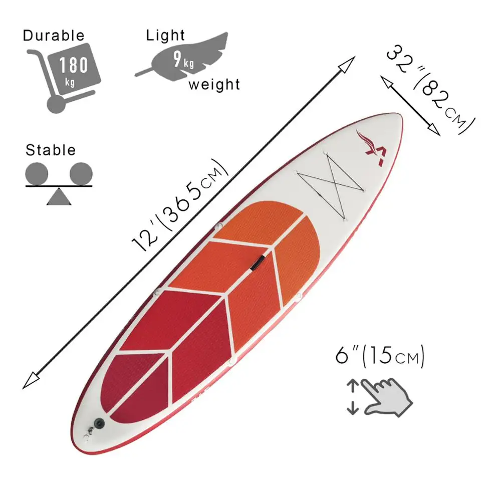 AERO 12' красный оранжевый iSUP надувной стоячий весло доска Sup-доска для серфинга(365x82x15 см