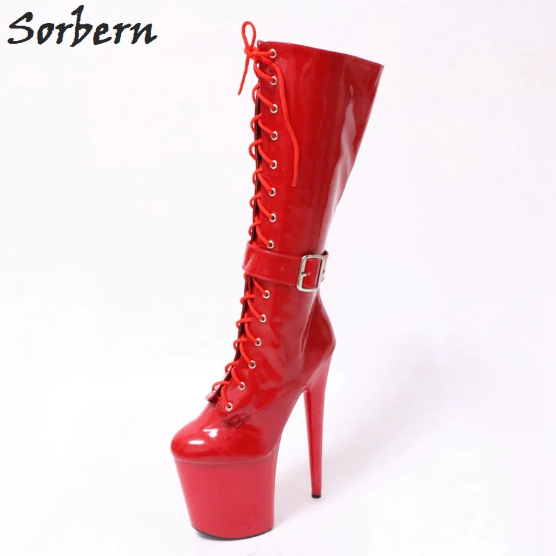 Sorbern Fashion Platform Boots Spike High Heels Lace Up Custom Wide Leg Boots For Women Thick Sole Shoes Autumn Women Size 43 Sorbern Fashion Platform Boots Spike High Heels Lace Up Custom Wide Leg Boots For Women Thick Sole Shoes Autumn Women Size 43