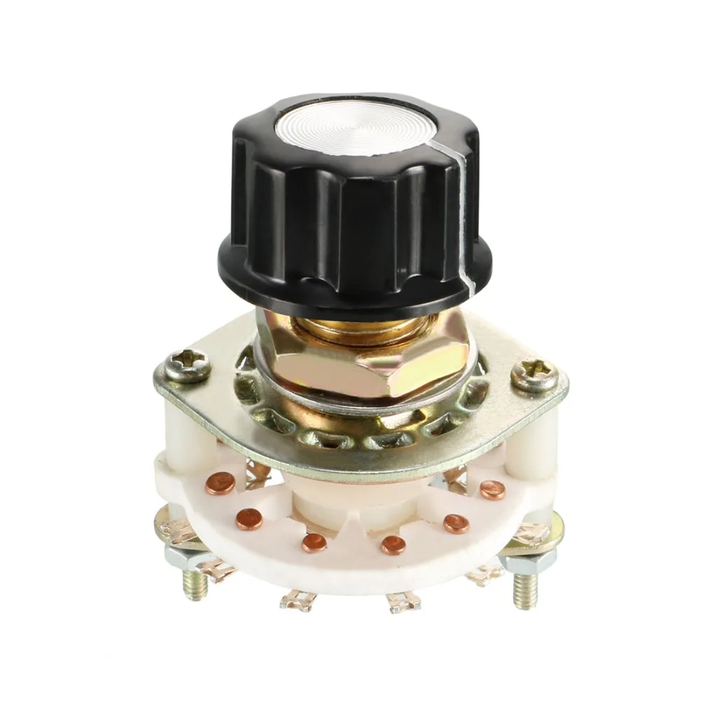 

UXCELL 1PCS 1/2/4 Pole 4/5/6/11 Throw 1/2 Deck Band Channel Rotary Switch Selector with Plastic Knob Switches Accessories