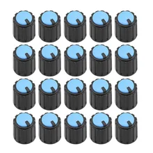 UXCELL 20Pcs 6mm Insert Shaft 10x12mm Plastic Potentiometer Rotary Knob Pots Black Blue For Connect The Rotary Potentiometer conductive plastic potentiometer bi 6187 110a r1k axis 6mm