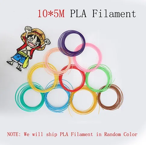 Tanie 10 kolorów 5M lub 10M PLA filament na pióro do