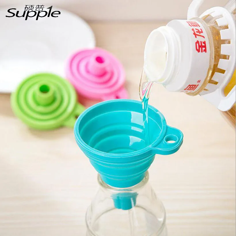 

1Pcs/lots Silicone Gel Foldable Collapsible Style Funnel Hopper Kitchen Cozinha Cooking Tools Accessories Gadgets Outdoor