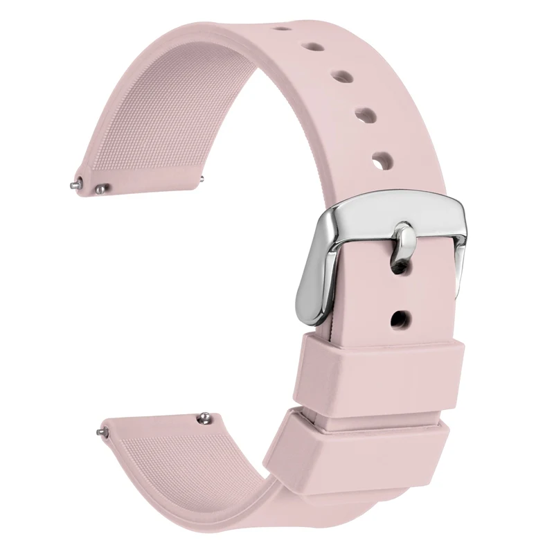 WOCCI Силиконовый резиновый ремешок для часов для женщин, женщин 14мм 18мм 20мм 22мм 24мм моющийся 13 цветов Спортивный ремешок для часов Quick Release - Цвет ремешка: Pink