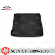 Багажник коврик для Renault Scenic 3 2009~ багажника коврики Нескользящие полиуретановые грязи защиты багажник Тюнинг автомобилей