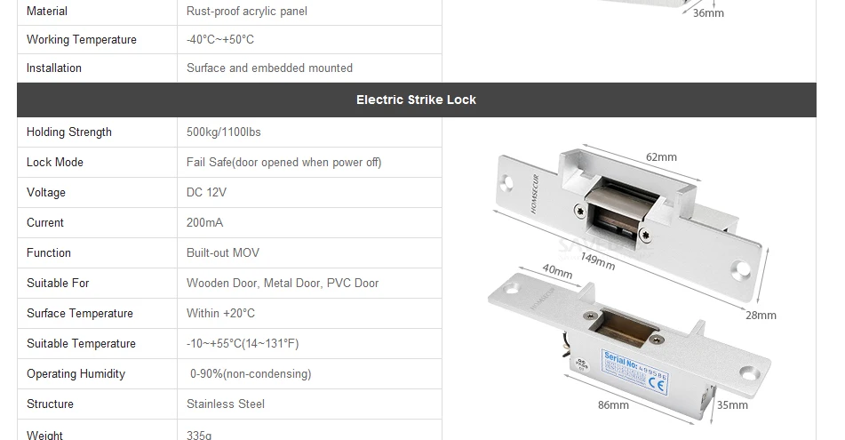 HOMSECUR " DIY проводной видео и аудио Домашний домофон Электрический Strike Lock набор входит в комплект с din-рейкой питание BM717-S+ BC091