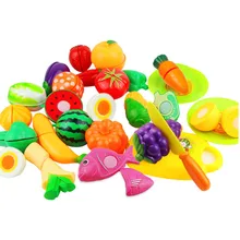 24Pcs/Lot Food Kitchen Kids Toys Plastic Toy Vegetables and Fruits Cutting Classic Pretend Play Simulation Educational Toy