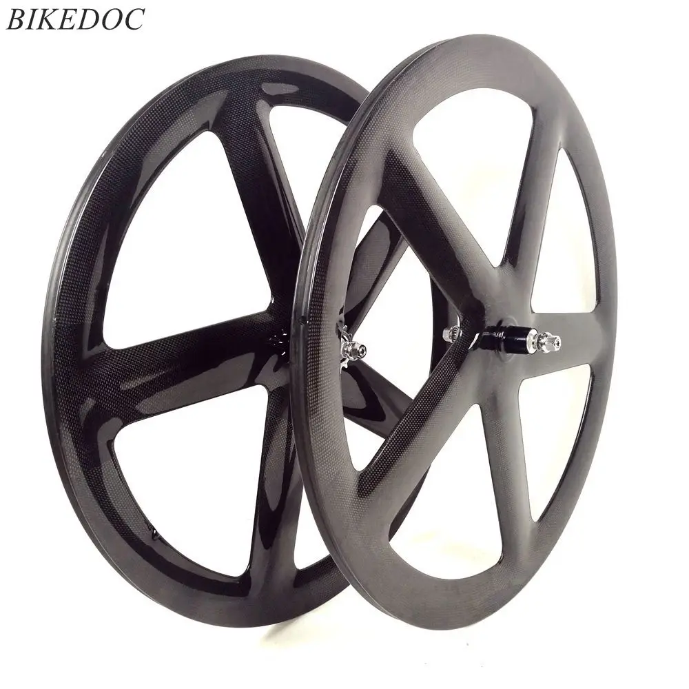 BIKEDOC 700C*20MM Carbon Wheels 5 Spoke Bicycle Wheel Powerway Hub With Road Track Available