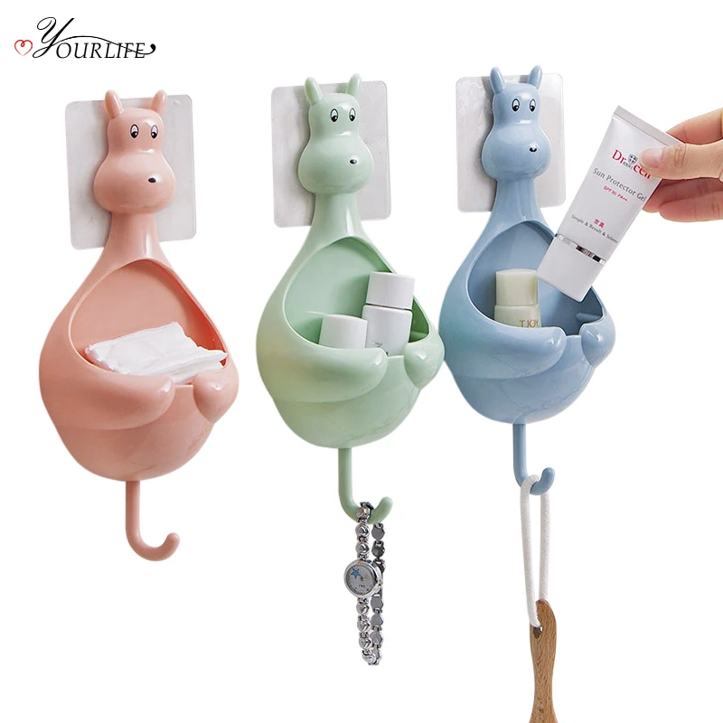 

OYOURLIFE 1pc Lovely Animal Sucker Toothbrush Toothpaste Holders Soap Rack Hooks Bathroom Organizer Storage Holder