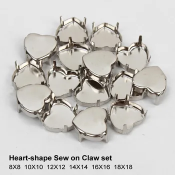 

Six size Heat-shapeNew Fashion "K"Silver Metal Empty Claw With 4 Holes Sew on Rhinestones Claw setting For DIY Fancy stones