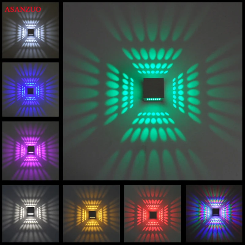 Современный алюминиевый светодиодный настенный светильник RGB 3 Вт цветной для