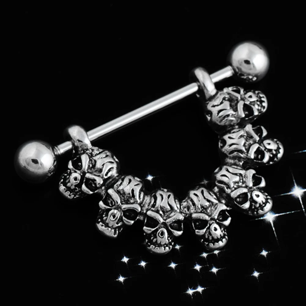 

new Steel Skull Nipple Rings Shield Nipple Bar Sexy Ring Punk Body Jewellery Nipple Piercing Rings Jewelry For Women Men Jewelry