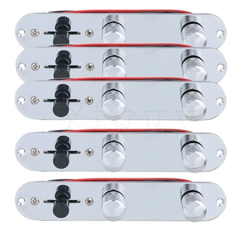 

Yibuy 5 Pieces Assembly Loaded Switch Knob Control Plate for Guitar Chrome