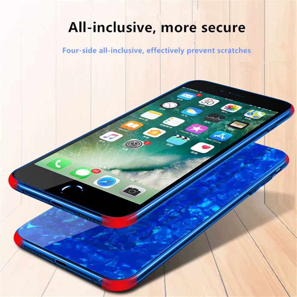 Luxury Tempered Glass Geometric Case For iPhone X 7 8 Plus Soft TPU Frame Art Print Patterned ProtectiveCover For iPhoneX 10 (8)