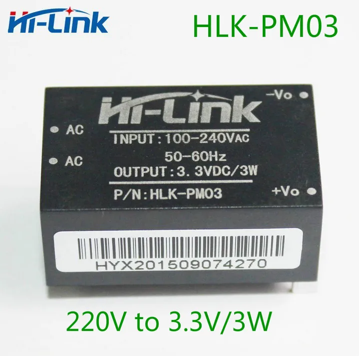 

Free shipping 5 pcs AC DC 220V to 3.3V 3W mini power supply module intelligent household switch module power module HLK-PM03