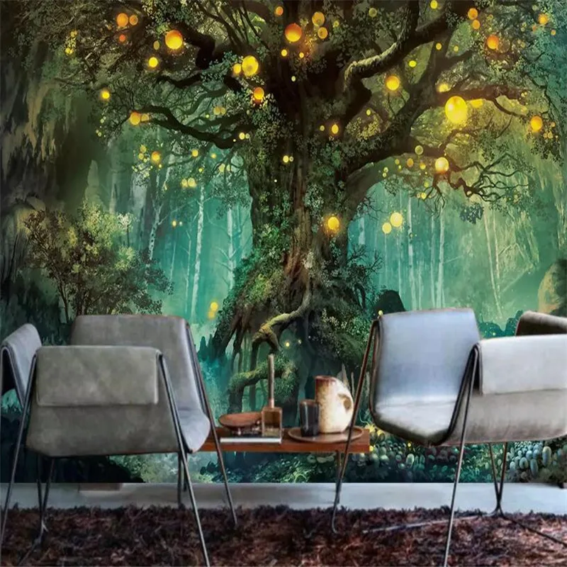 Fantasy forest wishing tree living room TV background wall professional production mural wholesale wallpaper custom photo wall Fantasy forest wishing tree living room TV background wall professional production mural wholesale wallpaper custom photo wall