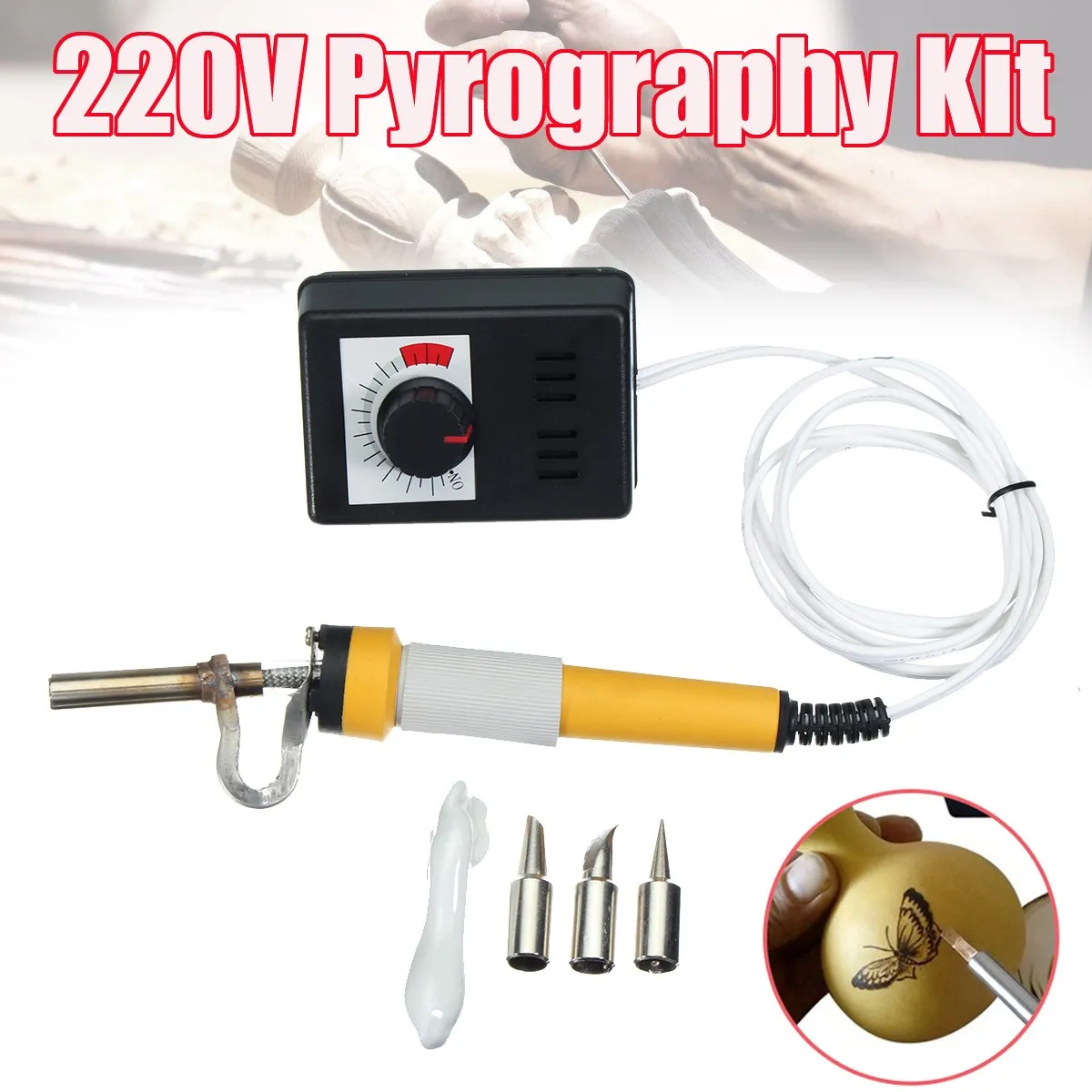 

AC 220V 70W Electric Soldering Iron Pen Wood Burning Pyrography Tool Kit with Iron Tips for Welding Machine Working Tools